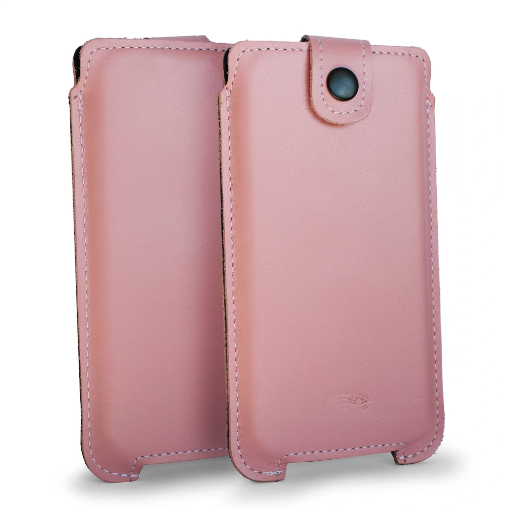 Wholesale LURESKO SOFIJA XXL leather case universal with strap closure (smooth pink with white thread) - LUR77 - {ean13} - Hurt