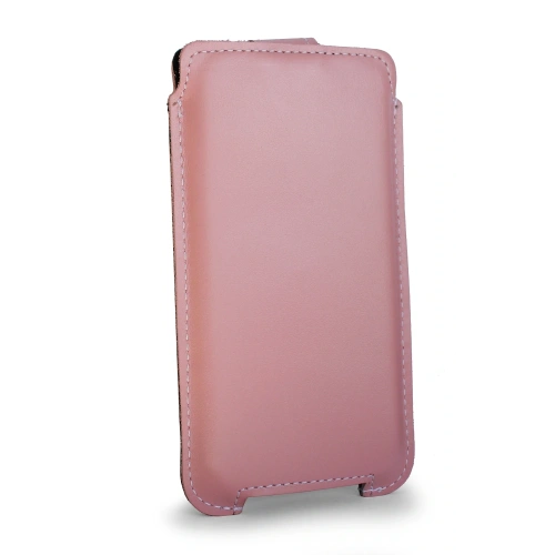 Skórzane etui LURESKO SOFIJA XXL uniwersalne zapinane na pasek (różowy gładki biała nić)