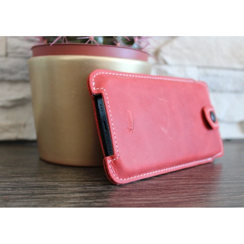 Skórzane etui LURESKO SOFIJA XXL uniwersalne zapinane na pasek (szary vintage biała nić)