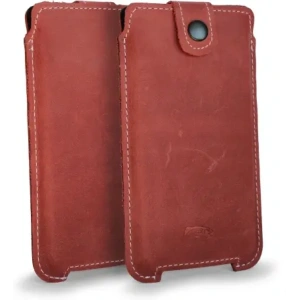 Wholesale LURESKO SOFIJA XXL leather case universal with strap closure (red vintage white thread) - LUR79 - {ean13} - Hurt