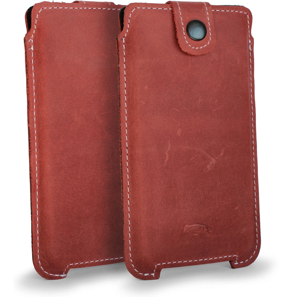 Wholesale LURESKO SOFIJA XXL leather case universal with strap closure (red vintage white thread) - LUR79 - {ean13} - Hurt