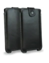 LURESKO SOFIJA XXL leather case universal with strap closure (black smooth with white thread)