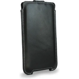 Wholesale LURESKO SOFIJA XXL leather case universal with strap closure (black smooth with white thread) - LUR81 - {ean13} - Hurt