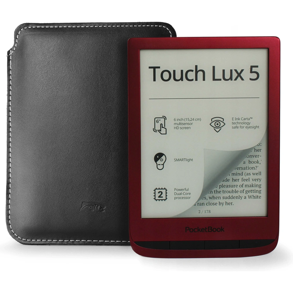 Wholesale LURESKO MASTER L leather case for ebook 198x139x9mm (black smooth with white thread) (INK) - LUR84 - {ean13} - Hurt
