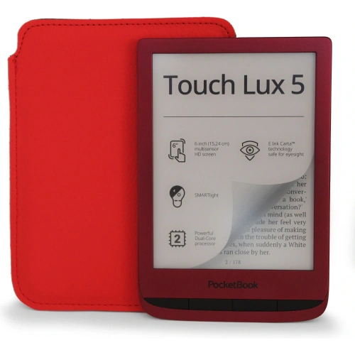 Skórzane etui wsuwane LURESKO na ebook 162x113x9mm (czerwony)