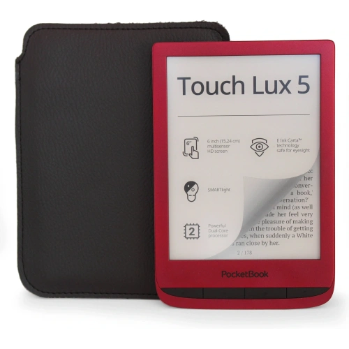 Skórzane etui wsuwane LURESKO na ebook 177x130x9mm (czarny) (PAP)