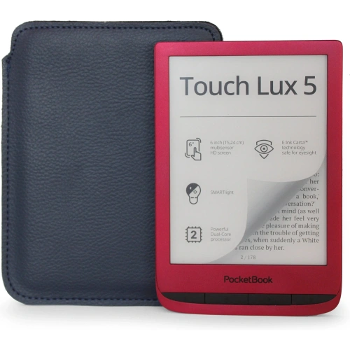 Skórzane etui wsuwane LURESKO na ebook 177x130x9mm (granatowy) (PAP)