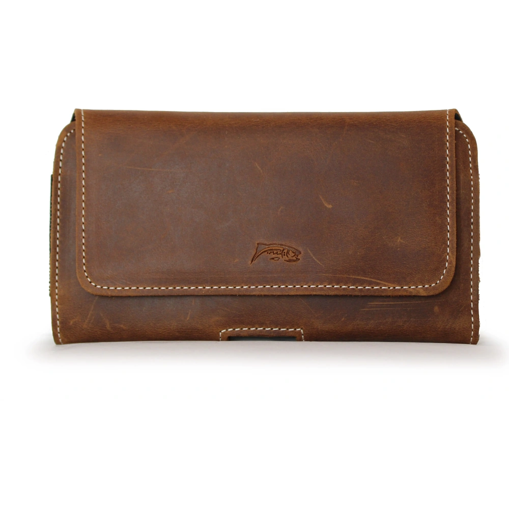 Wholesale LURESKO SUNNE XL leather holster for belt 165x82x12 (flat magnet) (vintage brown white thread) - LUR97 - {ean13} - Hurt