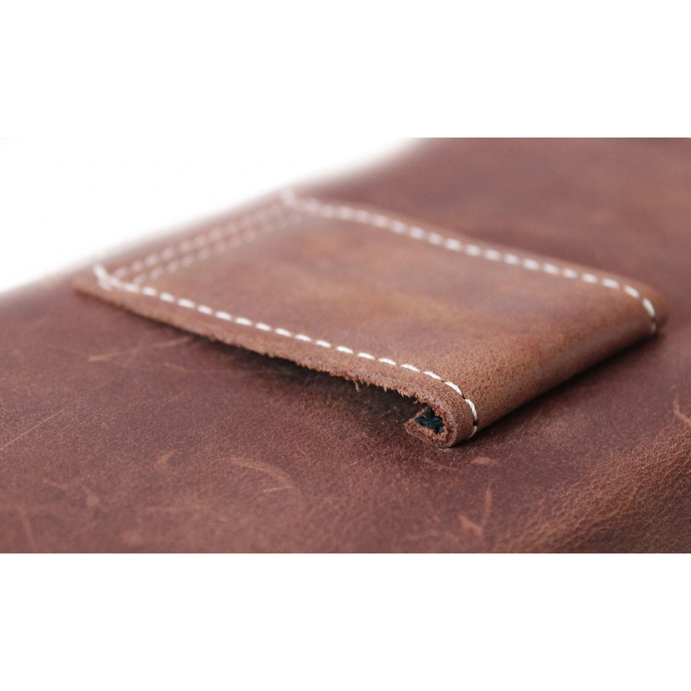 Wholesale LURESKO SUNNE XL leather holster for belt 165x82x12 (flat magnet) (vintage brown white thread) - LUR97 - {ean13} - Hurt