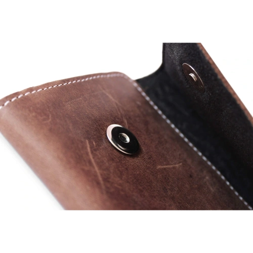 Skórzana kabura LURESKO SUNNE XL do paska 165x82x12 (magnes płaski) (brązowy vintage biała nić)