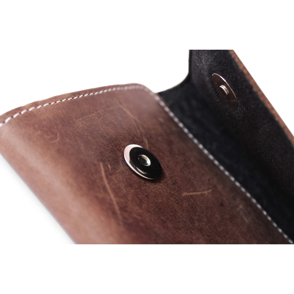 Wholesale LURESKO SUNNE XL leather holster for belt 165x82x12 (flat magnet) (vintage brown white thread) - LUR97 - {ean13} - Hurt
