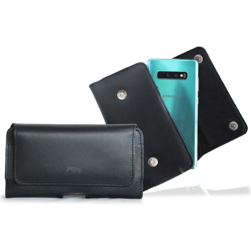 Skórzana kabura LURESKO SUNNE XXL do paska 170x85x12 (magnes płaski) (czarny gładki czarna nić)