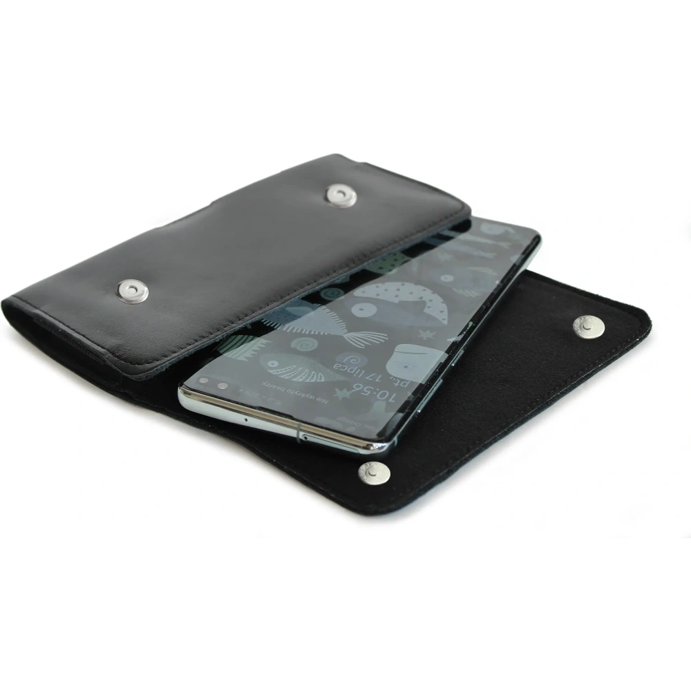 Hurtownia GSM - LURESKO SUNNE XXL Lederholster für Gürtel 170x85x12 (flacher Magnet) (schwarz glattes Material mit schwarzem Faden) - LUR98 - {ean13} - Hurt