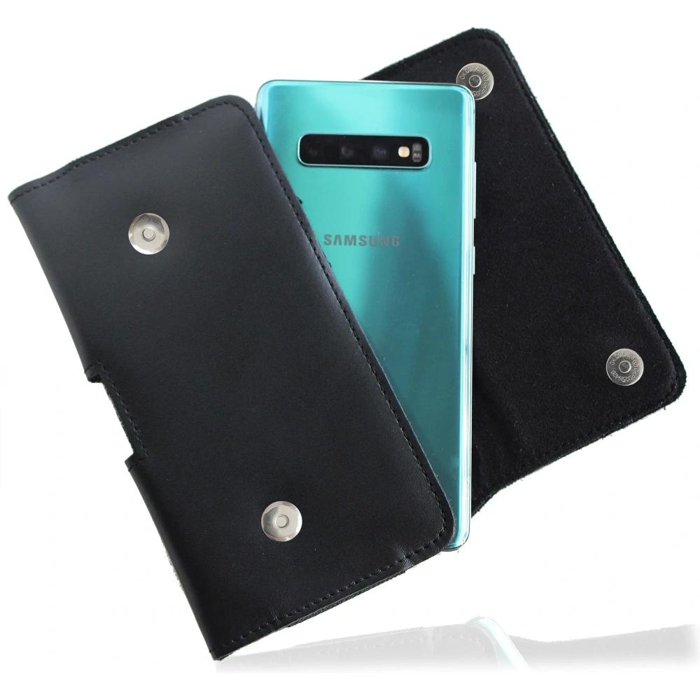 Hurtownia GSM - LURESKO SUNNE XXL kožené pouzdro na opasek 170x85x12 (plochý magnet) (černé hladké s černou nití) - LUR98 - {ean13} - Hurt