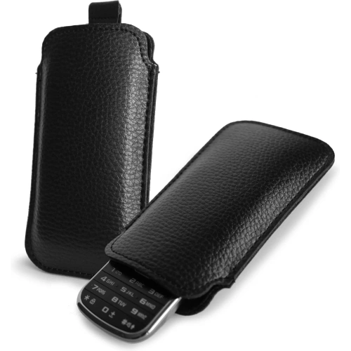 Skórzane etui wsuwane LURESKO SLEEVE XS na małe telefony / telefony klawiszowe 119mm x 53mm (czarny)