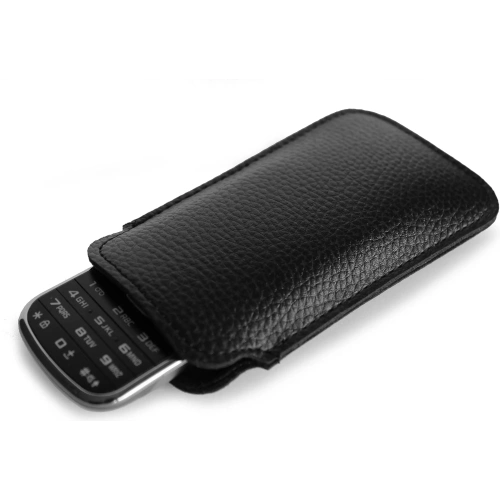 Skórzane etui wsuwane LURESKO SLEEVE XS na małe telefony / telefony klawiszowe 119mm x 53mm (czarny)
