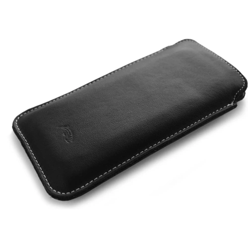 Skórzane etui wsuwane LURESKO NEW LILLA XXXL wsuwka na telefon 6.5' - 6.9' (czarny gładki biała nić)