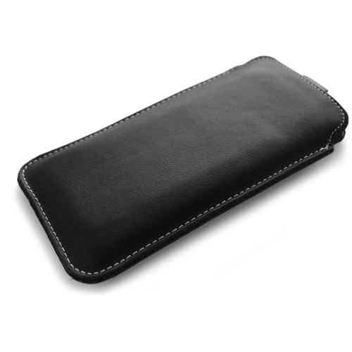 Skórzane etui wsuwane LURESKO NEW LILLA XXXL wsuwka na telefon 6.5' - 6.9' (czarny gładki biała nić)