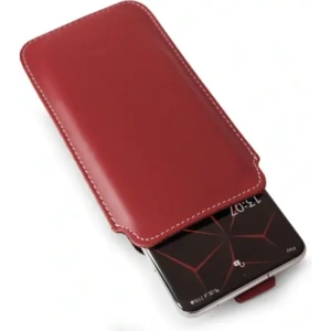 Wholesale LURESKO NEW LILLA XXXL leather slip case for phone 6.5' - 6.9' (smooth red with white thread) - LUR102 - {ean13} - Hurt