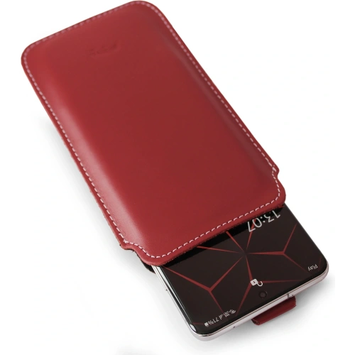 Skórzane etui wsuwane LURESKO NEW LILLA XXXL wsuwka na telefon 6.5' - 6.9' (czerwony gładki biała nić)