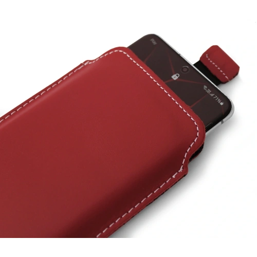 Skórzane etui wsuwane LURESKO NEW LILLA XXXL wsuwka na telefon 6.5' - 6.9' (czerwony gładki biała nić)