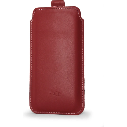 Skórzane etui wsuwane LURESKO NEW LILLA XXXL wsuwka na telefon 6.5' - 6.9' (czerwony gładki biała nić)