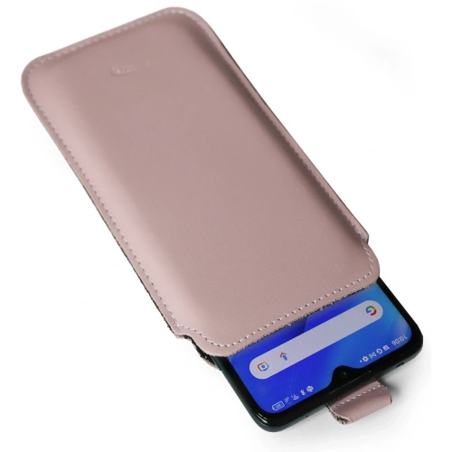 Skórzane etui wsuwane LURESKO NEW LILLA XXXL wsuwka na telefon 6.5' - 6.9' (różowy gładki biała nić)