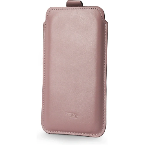Skórzane etui wsuwane LURESKO NEW LILLA XXXL wsuwka na telefon 6.5' - 6.9' (różowy gładki biała nić)