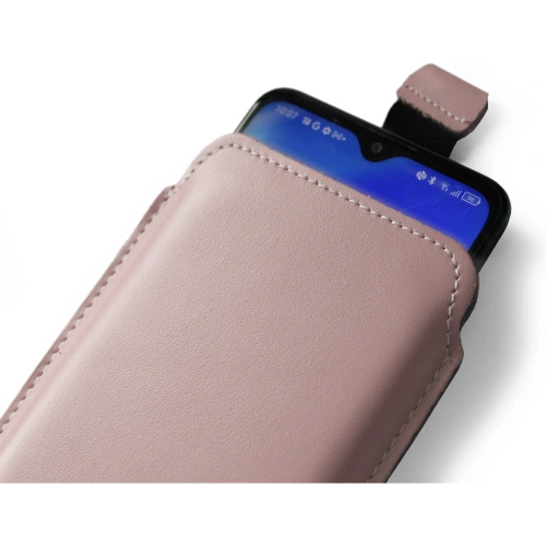 Skórzane etui wsuwane LURESKO NEW LILLA XXXL wsuwka na telefon 6.5' - 6.9' (różowy gładki biała nić)