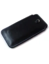 Hurtownia GSM - Skórzane etui uniwersalne z oczkiem na smycz LURESKO NEW ASTER XXXL wsuwka na telefon 6.5' - 6.9' (czarny gładki biała nić) - LUR104 - {ean13} - Hurt