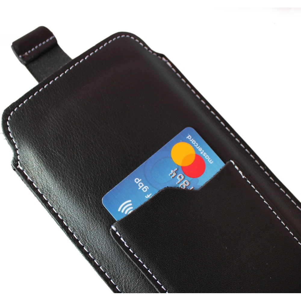 Wholesale LURESKO NEW ASTER XXXL universal leather case with a loop for a strap for phones 6.5' - 6.9' (black smooth with white thread) - LUR104 - {ean13} - Hurt