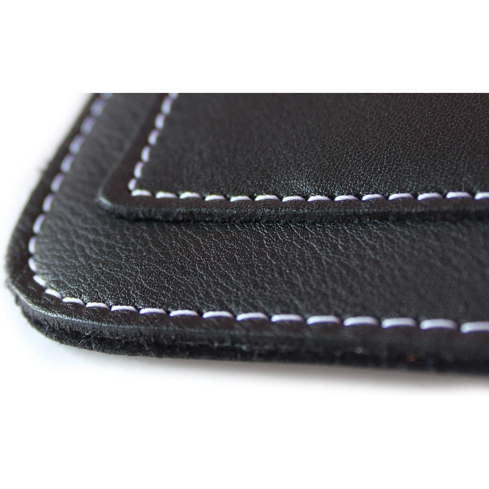 Wholesale LURESKO NEW ASTER XXXL universal leather case with a loop for a strap for phones 6.5' - 6.9' (black smooth with white thread) - LUR104 - {ean13} - Hurt
