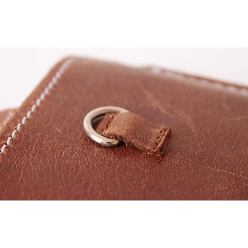 Skórzane etui uniwersalne z oczkiem na smycz LURESKO NEW ASTER XXXL wsuwka na telefon 6.5' - 6.9' (brązowy vintage biała nić)