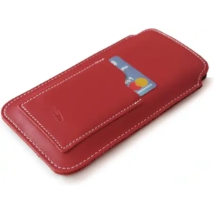 Hurtownia GSM - Skórzane etui uniwersalne z oczkiem na smycz LURESKO NEW ASTER XXXL wsuwka na telefon 6.5' - 6.9' (czerwony biała nić) - LUR106 - {ean13} - Hurt