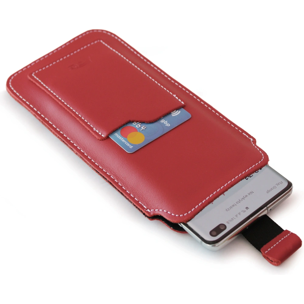 Wholesale LURESKO NEW ASTER XXXL universal leather case with a loop for a strap for phone sizes 6.5' - 6.9' (red with white thread) - LUR106 - {ean13} - Hurt