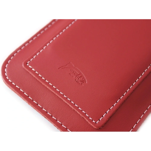 Skórzane etui uniwersalne z oczkiem na smycz LURESKO NEW ASTER XXXL wsuwka na telefon 6.5' - 6.9' (czerwony biała nić)