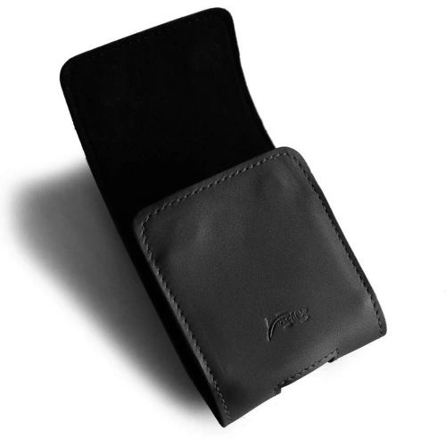 Skórzane etui ochronne LURESKO FLIP SLEEVE M do Samsung Galaxy Z Flip 3/4/5/6 Motorola Razr 50 / 40 Ultra Huawei Pocket (czarny gładki czarna nić)