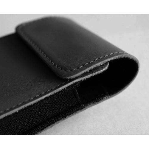 Skórzane etui ochronne LURESKO FLIP SLEEVE M do Samsung Galaxy Z Flip 3/4/5/6 Motorola Razr 50 / 40 Ultra Huawei Pocket (czarny gładki czarna nić)