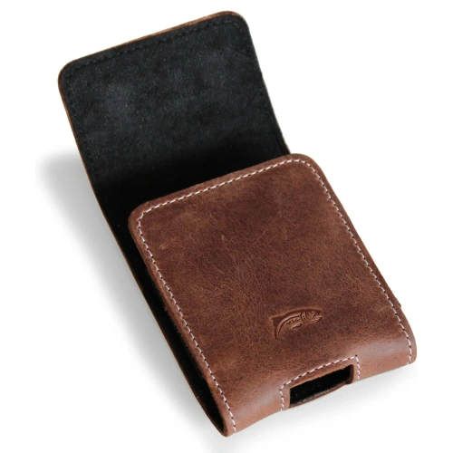 Skórzane etui ochronne LURESKO FLIP SLEEVE M do Samsung Galaxy Z Flip 3/4/5/6 Motorola Razr 50 / 40 Ultra Huawei Pocket (brąz vintage  biała nić)