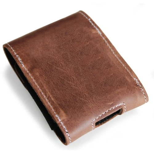 Skórzane etui ochronne LURESKO FLIP SLEEVE M do Samsung Galaxy Z Flip 3/4/5/6 Motorola Razr 50 / 40 Ultra Huawei Pocket (brąz vintage  biała nić)