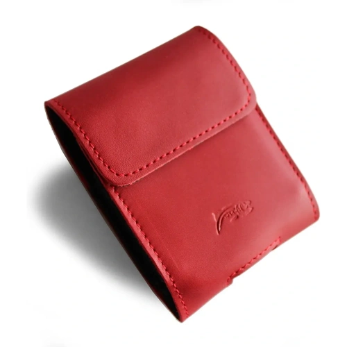 Skórzane etui ochronne LURESKO FLIP SLEEVE M do Samsung Galaxy Z Flip 3/4/5/6 Motorola Razr 50 / 40 Ultra Huawei Pocket (czerwony gładki czerwona nić)