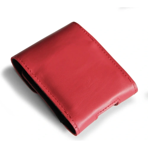 Skórzane etui ochronne LURESKO FLIP SLEEVE M do Samsung Galaxy Z Flip 3/4/5/6 Motorola Razr 50 / 40 Ultra Huawei Pocket (czerwony gładki czerwona nić)