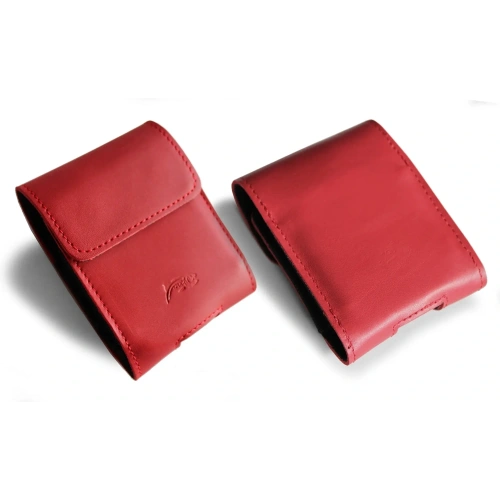 Skórzane etui ochronne LURESKO FLIP SLEEVE M do Samsung Galaxy Z Flip 3/4/5/6 Motorola Razr 50 / 40 Ultra Huawei Pocket (czerwony gładki czerwona nić)