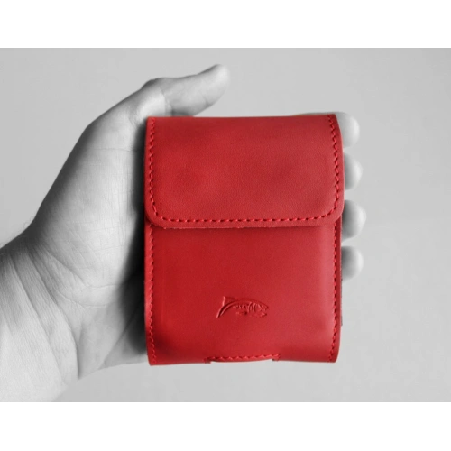 Skórzane etui ochronne LURESKO FLIP SLEEVE M do Samsung Galaxy Z Flip 3/4/5/6 Motorola Razr 50 / 40 Ultra Huawei Pocket (czerwony gładki czerwona nić)