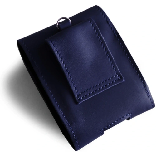 Skórzane etui na szyję / do paska / do szlufki LURESKO HECTOR FLIP M do modeli Flip (granatowy gładki granatowa nić)