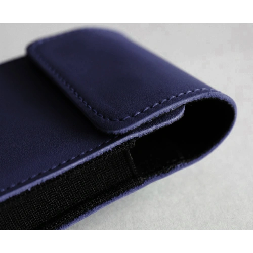 Skórzane etui na szyję / do paska / do szlufki LURESKO HECTOR FLIP M do modeli Flip (granatowy gładki granatowa nić)