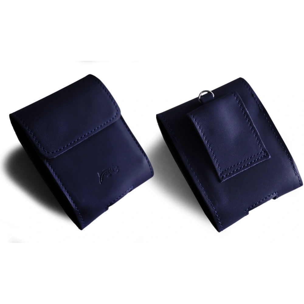 Wholesale LURESKO HECTOR FLIP M leather neck case / belt case / loop case for Flip models (smooth navy blue with navy thread) - LUR117 - {ean13} - Hurt