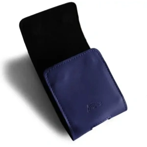 Hurtownia GSM - LURESKO HECTOR FLIP M husă din piele pentru gât / husă pentru centură / husă cu buclă pentru modelele Flip (bleumarin neted cu fir bleumarin) - LUR117 - {ean13} - Hurt