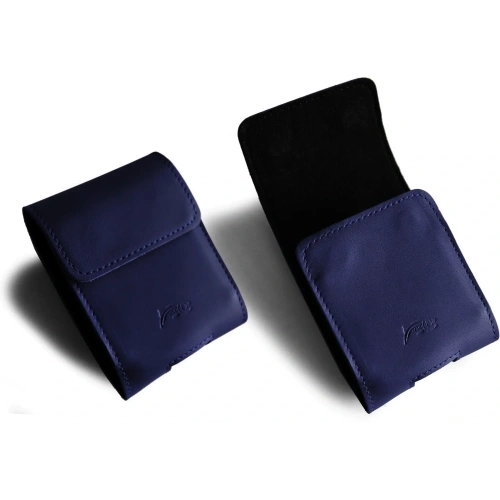 Skórzane etui na szyję / do paska / do szlufki LURESKO HECTOR FLIP M do modeli Flip (granatowy gładki granatowa nić)