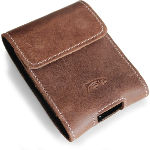 Skórzane etui na szyję / do paska / do szlufki LURESKO HECTOR FLIP M do modeli Flip (brąz vintage  biała nić)